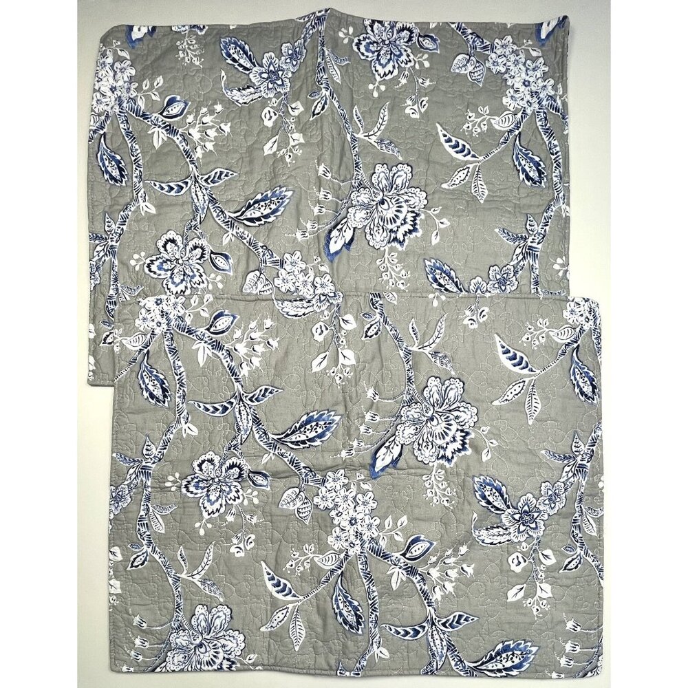 Set 2 C&F HOME 20x26" Standard Quilted PILLOW SHAMS Gray/Blue Annabelle NWOT NEW